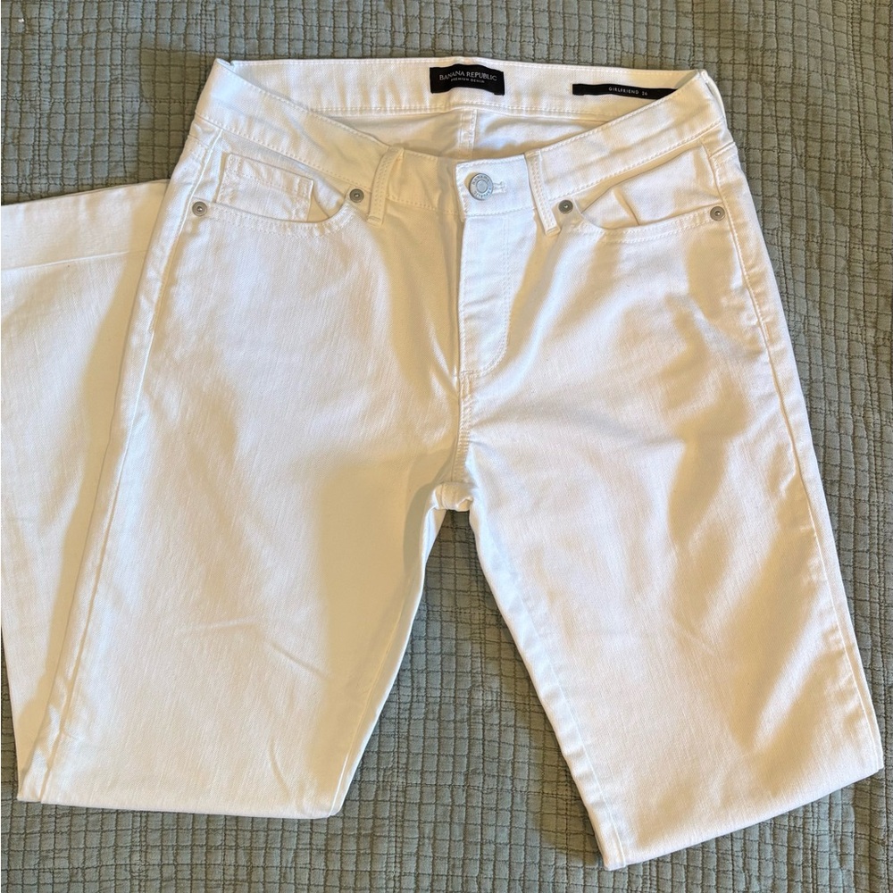 Banana Republic Women's White Girlfriend Jeans